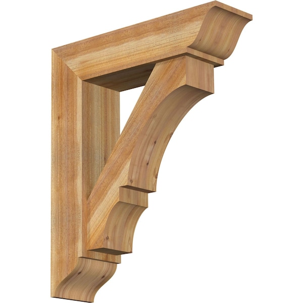 Ekena Millwork Balboa Traditional Rough Sawn Bracket w/ Offset Brace, Western Red Cedar, 8"W x 30"D x 36"H BKT0806X30X36BOA01RWR - main
